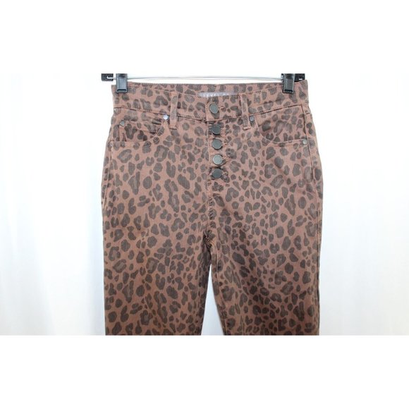 Level 99 Womens Brown Cheetah Print Skinny Leg Jeans 25 Button Fly - Picture 2 of 5
